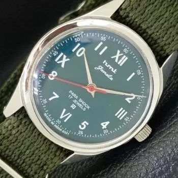 Б/У КЛАССИЧЕСКИЕ МУЖСКИЕ ЧАСЫ HMT JANATA С РУЧНЫМ ПОДЗАВОДОМ, ЗЕЛЕНЫЙ ЦИФЕРБЛАТ a430047-2 R101-a430047