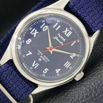 Б/У КЛАССИЧЕСКИЕ МУЖСКИЕ ЧАСЫ HMT JANATA С РУЧНЫМ ЗАВОДОМ, СИНИЙ ЦИФЕРБЛАТ a430018-2 R101-a430018