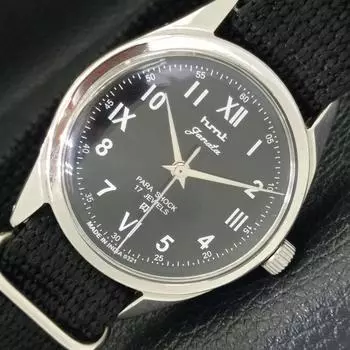 Б/У КЛАССИЧЕСКИЕ МУЖСКИЕ ЧАСЫ HMT JANATA С РУЧНЫМ ЗАВОДОМ И ЧЕРНЫМ ЦИФЕРБЛАТОМ a430025-2 R101-a430025