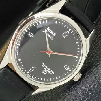 Б/У КЛАССИЧЕСКИЕ МУЖСКИЕ ЧАСЫ HMT JANATA С РУЧНЫМ ЗАВОДОМ И ЧЕРНЫМ ЦИФЕРБЛАТОМ a430036-2 R101-a430036