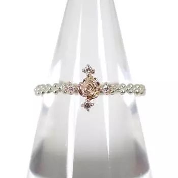 [Б/у] Кольцо с мотивом «Роза с бриллиантами» K10WG/PG Нет. 10 [г383-88]