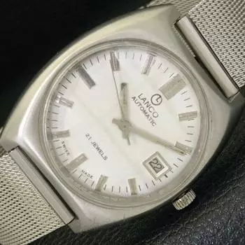 Б/У LANCO AUTOMATIC 784-2 ШВЕЙЦАРСКИЕ МУЖСКИЕ ЧАСЫ С ДАТОЙ И БЕЛЫМ ЦИФЕРБЛАТОМ a432791-2 R113-a432791
