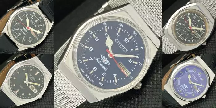 Б/у ЛОТ ИЗ 5 ВИНТАЖНЫХ АВТОМАТИЧЕСКИХ ЯПОНСКИХ МУЖСКИХ ЧАСОВ CITIZEN DAY/DATE a307202-9 JobSKU-a307202