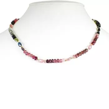 [Б/у] Многоцветное ожерелье из турмалина K18 [g351-30]