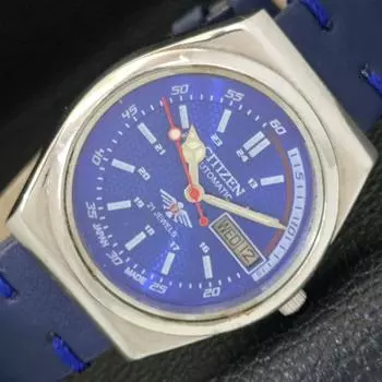 Б/у мужские часы CITIZEN AUTOMATIC 8200 JAPAN DAY&DATE с синим циферблатом A431439-2 R107-a431439