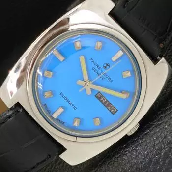 Б/У МУЖСКИЕ ЧАСЫ FAVRE LEUBA GENEVE DUOMATIC SWISS С ЦИФЕРБЛАТОМ НЕБЕСНО-ГОЛУБОГО ЦИФЕРБЛАТА a433043-2 R114-a433043
