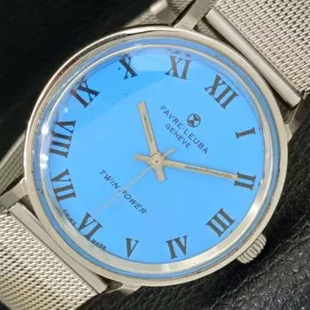 Б/У МУЖСКИЕ ЧАСЫ FAVRE LEUBA GENEVE TWIN POWER 253 ШВЕЙЦАРСКИЕ ЧАСЫ С НЕБЕСНО-ГОЛУБЫМ ЦИФЕРОМ a432152-2 R110-a432152