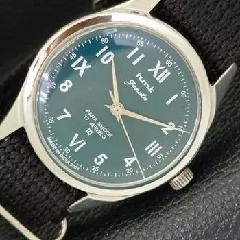 Б/У мужские часы HMT JANATA INDIAN с ручным заводом и зеленым циферблатом a432126-2 R110-a432126