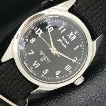 Б/У мужские часы HMT JANATA INDIAN с ручным заводом, черный цвет, циферблат, a432762-2 R113-a432762