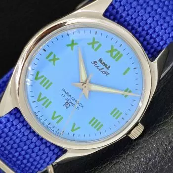 Б/У мужские часы HMT PILOT INDIAN с ручным заводом, небесно-голубого цвета, с циферблатом a432502-2 R112-a432502