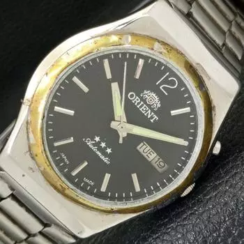 Б/У МУЖСКИЕ ЧАСЫ ORIENT 46941 АВТОМАТИЧЕСКИЕ ЯПОНСКИЕ DAY&DATE ЧЕРНЫЙ ЦИФЕРБЛАТ A431513-2 R107-a431513
