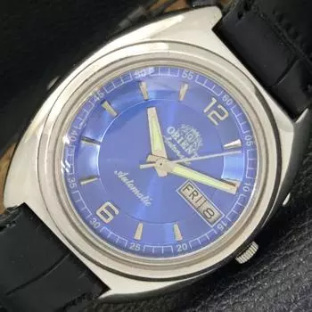 Б/У МУЖСКИЕ ЧАСЫ ORIENT AUTOMATIC 46941 JAPAN DAY&DATE С ЦИФЕРБЛАТОМ СИНЕГО ЦВЕТА a432871-2 R113-a432871