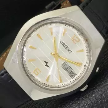 Б/у мужские часы ORIENT AUTOMATIC 46941 JAPAN DAY&DATE с серебряным циферблатом a432211-2 R110-a432211