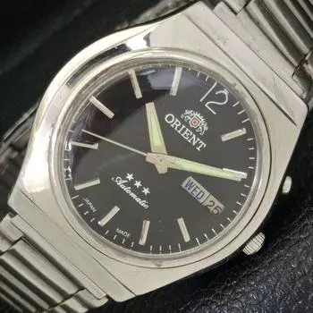 Б/У МУЖСКИЕ ЧАСЫ ORIENT AUTOMATIC 46943 JAPAN DAY&DATE С ЧЕРНЫМ ЦИФЕРБЛАТОМ A431485-2 R107-a431485