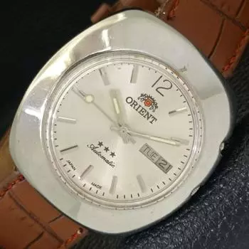 Б/у мужские часы ORIENT AUTOMATIC JAPAN 46941 с серебряным циферблатом и функцией DAY&DATE A431477-2 R107-a431477