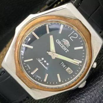 Б/У МУЖСКИЕ ЧАСЫ ORIENT AUTOMATIC JAPAN 46941 DAY&DATE СИНИЙ ЦИФЕРБЛАТ A431481-2 R107-a431481