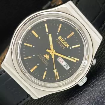 Б/у мужские часы RICOH R31 автоматические японские с черным циферблатом и датой a433090-2 R114-a433090