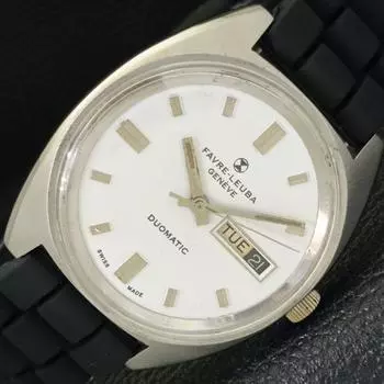 Б/У МУЖСКИЕ ШВЕЙЦАРСКИЕ ЧАСЫ FAVRE LEUBA GENEVE DUOMATIC DAY&DATE С БЕЛЫМ ЦИФЕРБЛАТОМ a432156-2 R110-a432156