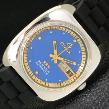 Б/у OMAX АВТОМАТИЧЕСКИЕ ШВЕЙЦАРСКИЕ МУЖСКИЕ ЧАСЫ DAY&DATE СИНЕГО ЦИФЕРБЛАТА a433050-2 R114-a433050