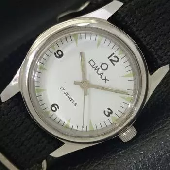 Б/У OMAX МУЖСКИЕ ШВЕЙЦАРСКИЕ ЧАСЫ С РУЧНЫМ ЗАВОДОМ, ВОССТАНОВЛЕННЫЕ, БЕЛЫЙ ЦИФЕРБЛАТ a430001-2 R101-a430001