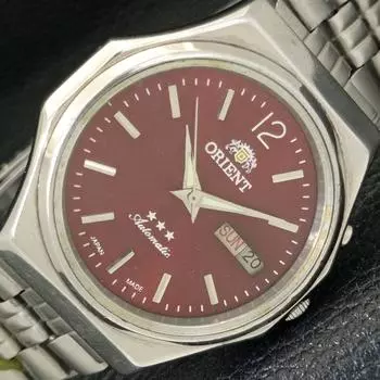 Б/У ORIENT AUTOMATIC JAPAN 46941 МУЖСКИЕ ЧАСЫ DAY&DATE КРАСНОГО ЦИФЕРБЛАТА A431511-2 R107-a431511