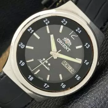 Б/У ORIENT AUTOMATIC JAPAN 46941 МУЖСКИЕ ЧАСЫ DAY&DATE ЧЕРНОГО ЦИФЕРБЛАТА A431483-2 R107-a431483