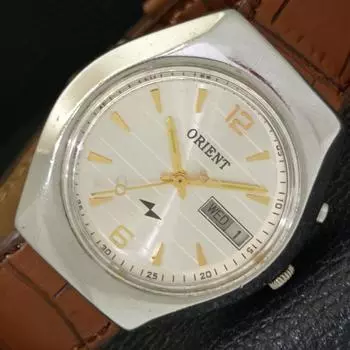 Б/у ORIENT AUTOMATIC JAPAN 46941 МУЖСКИЕ ЧАСЫ С СЕРЕБРИСТЫМ ЦИФЕРБЛАТОМ DAY&DATE a432208-2 R110-a432208