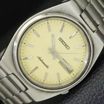 Б/у оригинальные старинные автоматические мужские часы SEIKO из Японии с кремовым циферблатом a433305-2 R115-a433305