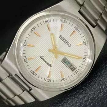 Б/у оригинальные старинные автоматические мужские часы SEIKO из Японии с серебряным циферблатом a433327-2 R115-a433327