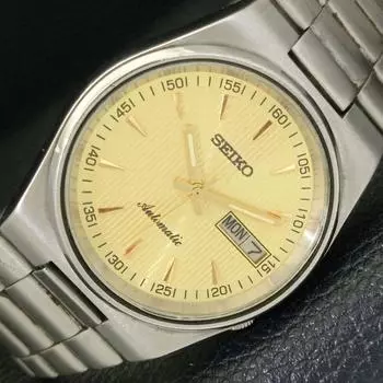 Б/у оригинальные старинные автоматические мужские часы SEIKO из Японии с золотым циферблатом a433311-2 R115-a433311