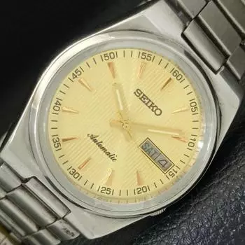 Б/у оригинальные старинные автоматические мужские часы SEIKO из Японии с золотым циферблатом a433292-2 R115-a433292