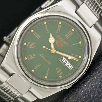 Б/У оригинальные старинные мужские часы SEIKO 5 с автоподзаводом из Японии с зеленым циферблатом a433544-2 R117-a433544