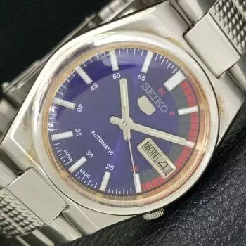 Б/У оригинальные винтажные часы SEIKO 5 AUTOMATIC JAPAN MENS C СИНИМ ЦИФЕРБЛАТОМ a433882-2 R119-a433882