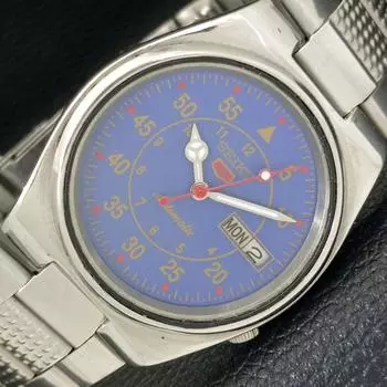 Б/у оригинальные винтажные часы SEIKO 5 с автоподзаводом из Японии мужские с синим циферблатом a433891-2 R119-a433891