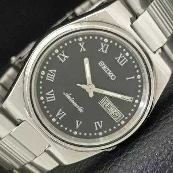 Б/у оригинальные винтажные часы SEIKO AUTOMATIC 7009A из Японии мужские с черным циферблатом a433890-2 R119-a433890