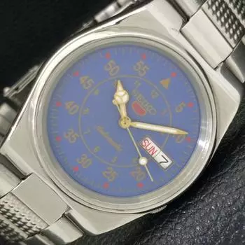 Б/У оригинальные винтажные часы SEIKO 5 AUTOMATIC JAPAN MENS C СИНИМ ЦИФЕРБЛАТОМ a433887-2 R119-a433887