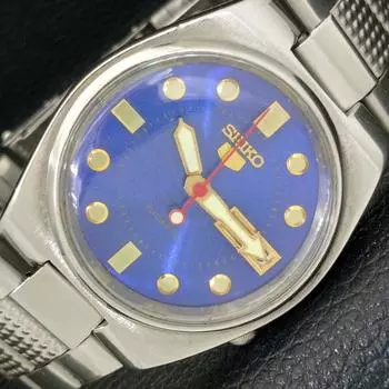 Б/У оригинальные винтажные часы SEIKO 5 AUTOMATIC JAPAN MENS C СИНИМ ЦИФЕРБЛАТОМ a433892-2 R119-a433892