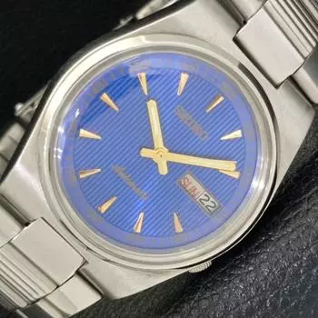 Б/у оригинальные винтажные часы SEIKO AUTOMATIC 7002A из Японии мужские с синим циферблатом a433259-2 R115-a433259