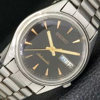 Б/у оригинальные винтажные часы SEIKO AUTOMATIC 7S26A из Японии мужские с черным циферблатом a433269-2 R115-a433269