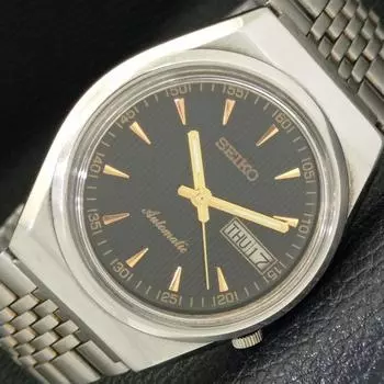 Б/у оригинальные винтажные часы SEIKO AUTOMATIC 7009A из Японии мужские с черным циферблатом a433302-2 R115-a433302