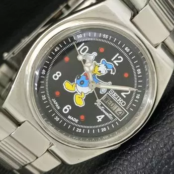 Б/у оригинальные винтажные часы SEIKO AUTOMATIC 7009A из Японии мужские с черным циферблатом a433898-2 R119-a433898