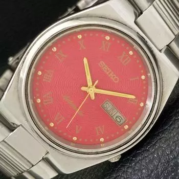 Б/у оригинальные винтажные часы SEIKO AUTOMATIC 7019A из Японии мужские с красным циферблатом a433883-2 R119-a433883