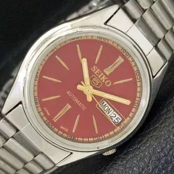 Б/у оригинальные винтажные часы SEIKO 5 AUTOMATIC 7S26A JAPAN MENS C КРАСНЫМ ЦИФЕРБЛАТОМ a435047-2 R122-a435047