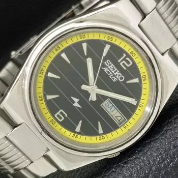 Б/у оригинальные винтажные мужские часы SEIKO ACTUS AUTOMATIC JAPAN с черным циферблатом a433695-2 R118-a433695