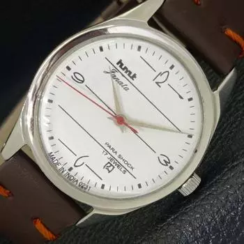 Б/У подлинные индийские мужские часы HMT JANATA с ручным заводом и белым циферблатом a430055-2 R101-a430055