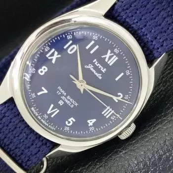 Б/У подлинные мужские часы HMT JANATA с ручным заводом, синим циферблатом, индийские, a430066-2 R101-a430066