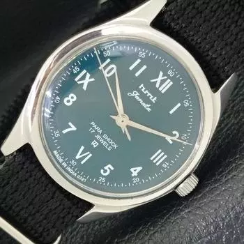 Б/У подлинные мужские часы HMT JANATA с ручным заводом, индийский зеленый циферблат a430064-2 R101-a430064