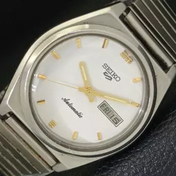 Б/У подлинные старинные автоматические мужские часы SEIKO 5 из Японии с белым циферблатом a433298-2 R115-a433298