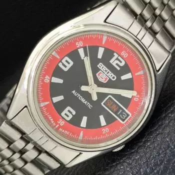 Б/У подлинные старинные автоматические мужские часы SEIKO 5 из Японии с черным циферблатом a433325-2 R115-a433325