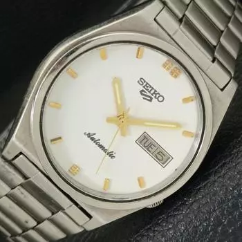 Б/У подлинные старинные автоматические мужские часы SEIKO 5 из Японии с белым циферблатом a433272-2 R115-a433272